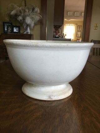 Antique Vintage White Ironstone Punch Bowl Footed Fruit Bowl England Compote