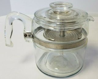 Vintage Pyrex Flameware 4 - 6 Cup Glass Percolator 7756 - B Coffee Pot