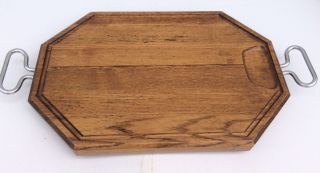 Vintage Hardwood Large SOLID WOOD CUTTING Carving BOARD 18 x 12 x 2 Handles Feet 4