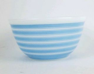 Vintage 1960s Pyrex 402 Blue Striped 1.  5 Quart Bowl