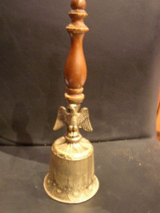 Large Vintage/antique Brass Bell with Eagle and Wood Handle 4