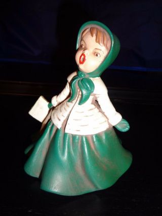 4.  5 " Holland Mold Vintage Girl Christmas Caroler Figurine Singing With Book