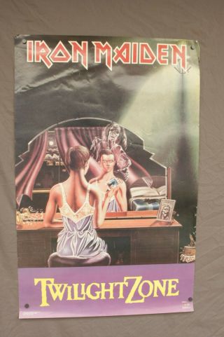 Iron Maiden Twilight Zone Poster 1987 Funky Derek Riggs Nwobhm Thrash Metal Vtg