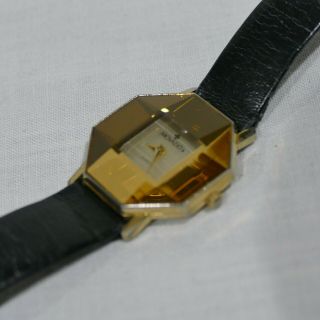 Vintage Movado Ladies Octagon Mirror Face Leather Band Watch Battery 3