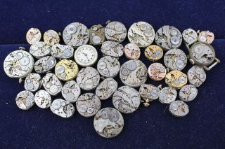 40 X Vintage Watch Movements Hand - Wind Inc.  Ladies,  Gents,  Rotary,  Avia,  Everite