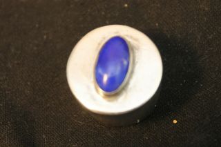 Vintage Sterling Silver Lapis Top Round 1 " Trinket Pill Box 12.  7g