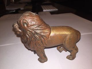 Vtg Antique Early 1900s Tail Right Lion Cast Iron Still Bank A.  C.  Williams?