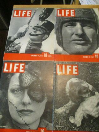 12 VINTAGE LIFE MAGAZINES 1937 AUG - DEC ALL VG,  CAR & COCA - COLA ADS ETC 3