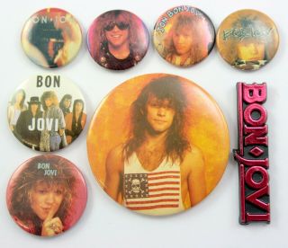 Bon Jovi Badges 8 X Vintage Bon Jovi Pin Badges Jon Bon Jovi
