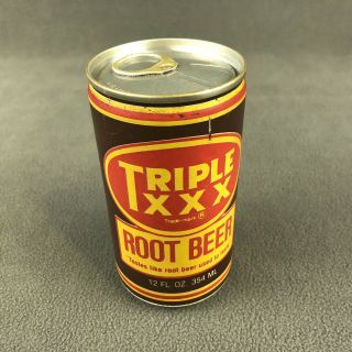 Triple Xxx Root Beer Vintage 70s Steel Soda Pop Top Can Bottom Drained