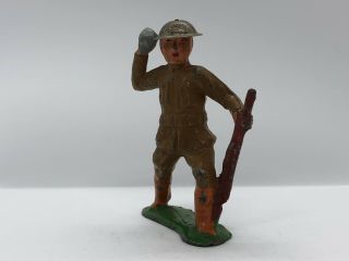 Vintage WWI Doughboy Soldier Throwing A Hand Grenade Die - Cast Metal Toy Army Man 4