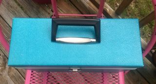VTG Blue Turquoise Record Storage Box Carrying Case 33RPM 12 