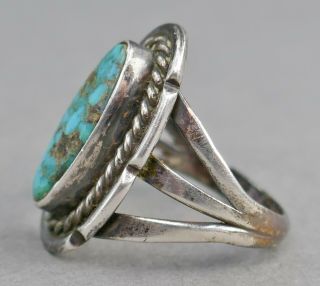 Fine Vintage Navajo Indian Sterling Silver Mine Turquoise Native Estate Ring 53 2