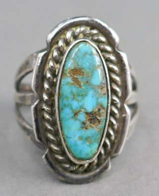 Fine Vintage Navajo Indian Sterling Silver Mine Turquoise Native Estate Ring 53 3