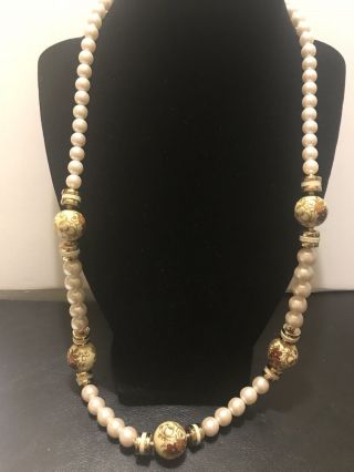 WoW 26in Vintage Floral Bead and Pearl Necklace 4