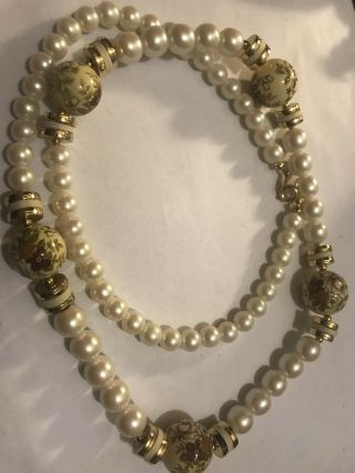 WoW 26in Vintage Floral Bead and Pearl Necklace 6