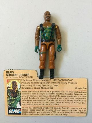 1980s Gi Joe Roadblock Heavy Machine Gunner V1 Loose Action Figure Vintage