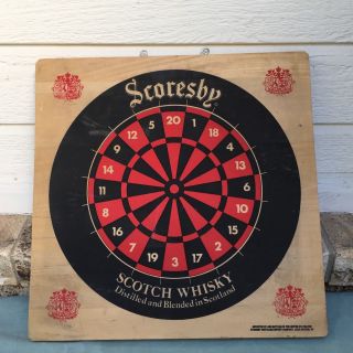 Vtg Scoresby Scotch Whisky Dartboard Baseball Game Scotland 18”x18”x1” 2 Sided