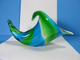 Vintage Murano Sommerso Art Glass Cornucopia Horn Vase 10 
