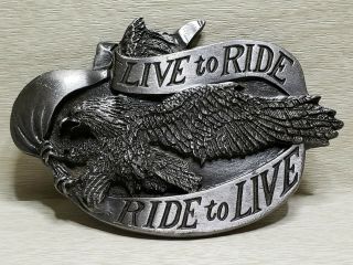 Harley Davidson Live To Ride Eagle Belt Buckle Vintage 1981 Bergamot Brass