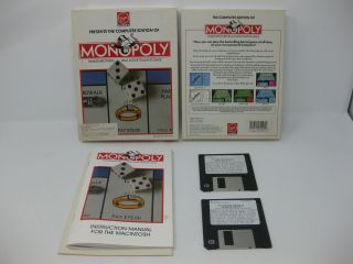Vintage Monopoly Computer Game - Macintosh - Black White Color 3.  5 " Complete