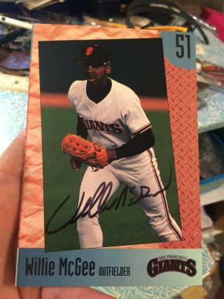 Willie Mcgee - Hand Signed Auto Autograph Vintage Giants Postcard Photo 4x6