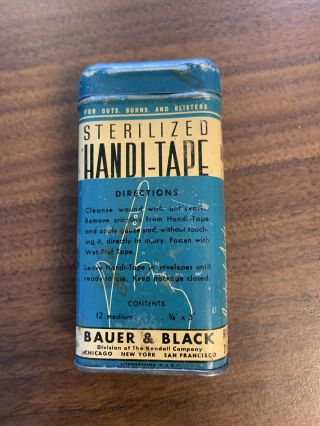 Vintage Bandaid Tin Sterilized Handi - Tape By Bauer & Black,  Chicago