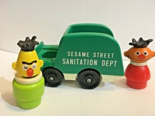 Vintage Fisher - Price Little People Sesame Street Sanitation Truck Bert & Ernie