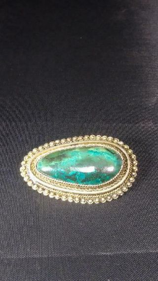 Vintage Sterling Silver.  925 Blue/green Stone Brooch/pendant (a2z005449)