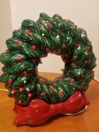 Vintage Christmas Ceramic Lighted Wreath