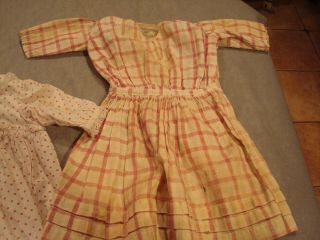 Two Red And White Old Doll Dresses For Small To Medium Size Doll,  Esp Cloth