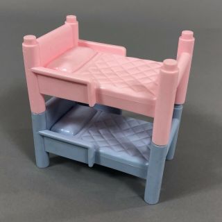 Vintage Playskool 1991 Victorian Dollhouse Set Of 2 Bunk Beds Pink & Blue