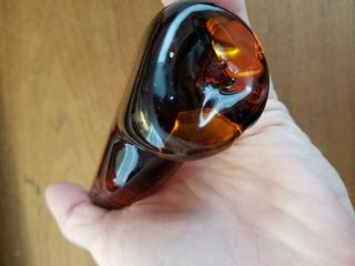 VINTAGE VIKING GLASS amber OWL,  MID CENTURY,  5 INCHES 3