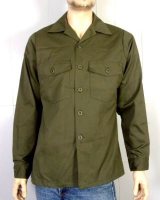 Vtg 80s Us Army Post Vietnam Cold War Sateen Uniform Shirt Unissued M 15.  5 35