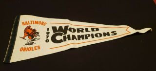 Vintage 1970 Baltimore Orioles World Champions Maryland Baseball Pennant Banner
