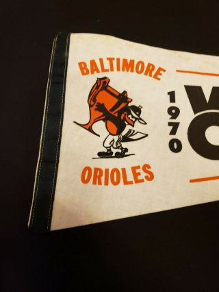Vintage 1970 Baltimore Orioles WORLD CHAMPIONS Maryland Baseball Pennant Banner 2