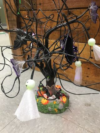 Vtg Fiber Optic 18 " Halloween Tree Avon Spooky Bats Ghost Light Up Spooky Noise