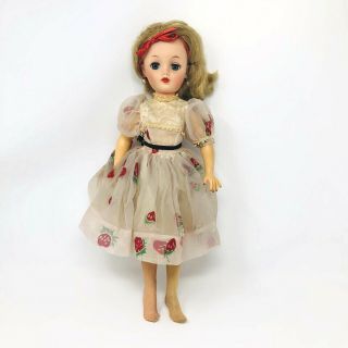 Vintage 17 " Eegee Fashion Doll Strawberry Dress Sleepy Eyes Hard Plastic Twist