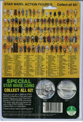 Wicket Ewok Endor Vintage Kenner Star Wars POTF Card 92 Back A 1984 Cardback 2
