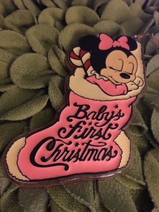Vintage Walt Disney Baby’s first Xmas Ornament Minnie Mouse Made in St Lucia 4