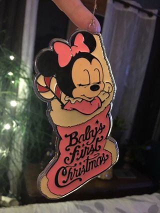 Vintage Walt Disney Baby’s first Xmas Ornament Minnie Mouse Made in St Lucia 5