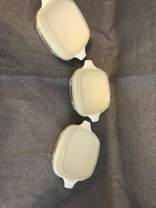 Set Of 3 - Vintage Corning Ware 1.  75 cup - Spice of Life P - 41 - B,  w/Plastic Lid 2