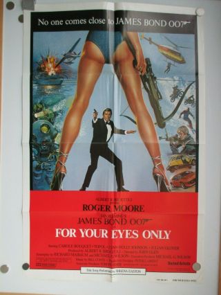 Vintage For Your Eyes Only International 1 - Sheet 27x41 1981 James Bond 007 Rare