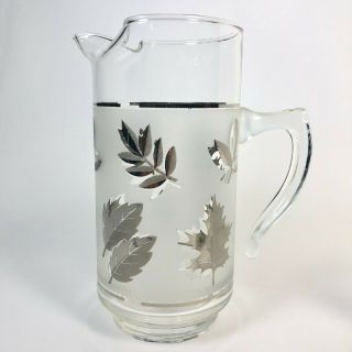 Vintage Libbey Glassware Silver Foliage Leaf 5 pc Cocktail Set Glasses & Pitcher 2