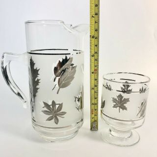 Vintage Libbey Glassware Silver Foliage Leaf 5 pc Cocktail Set Glasses & Pitcher 5