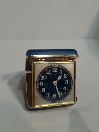 Vintage Bulova Wind - Up Travel Alarm Clock Glow Hands