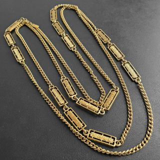 Signed Monet Vintage Mid Century Retro Gold Tone Chain Necklace S52