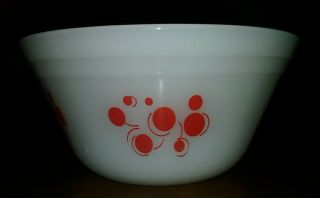 Vintage Federal Glass Co.  Milk Glass Red Atomic Dots Small Mixing Bowl -
