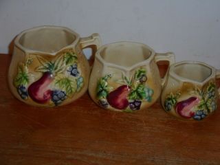 Vintage Measuring Cups Ceramic Japan Tilso Fruit Motif