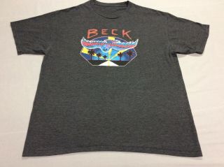 Vintage Beck Soaring Flying Owl Concert Black T - Shirt Mens Large
